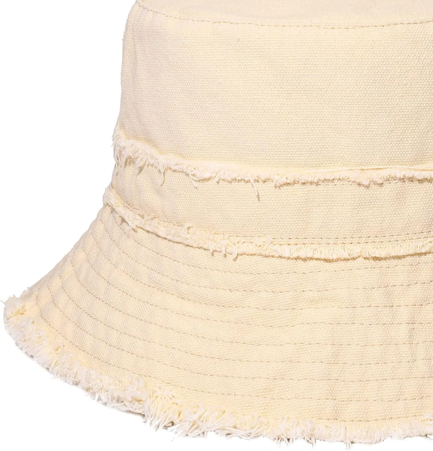 Frayed Bucket Hats Beach Sun Hats for Women Foldable Wide Brim Cotton Hats Outdoor Summer Beach Headwear