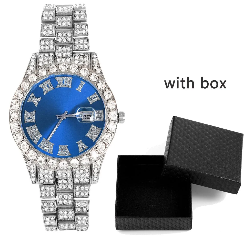 Full Iced Out Watch For Women Bling Bling Cuban Tennis Chains Bracelets
