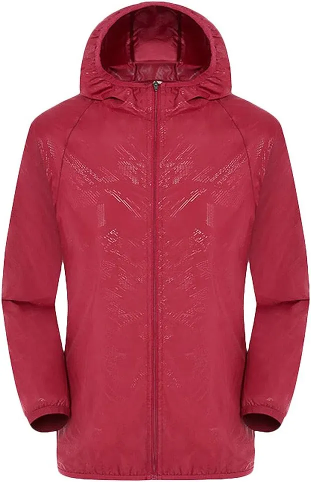 Full Zip Rain Coats for Men Women Outdoor Trendy Light Solid Rainproof Active Hooded Jackets Plus Size Loose Fit Hoodies