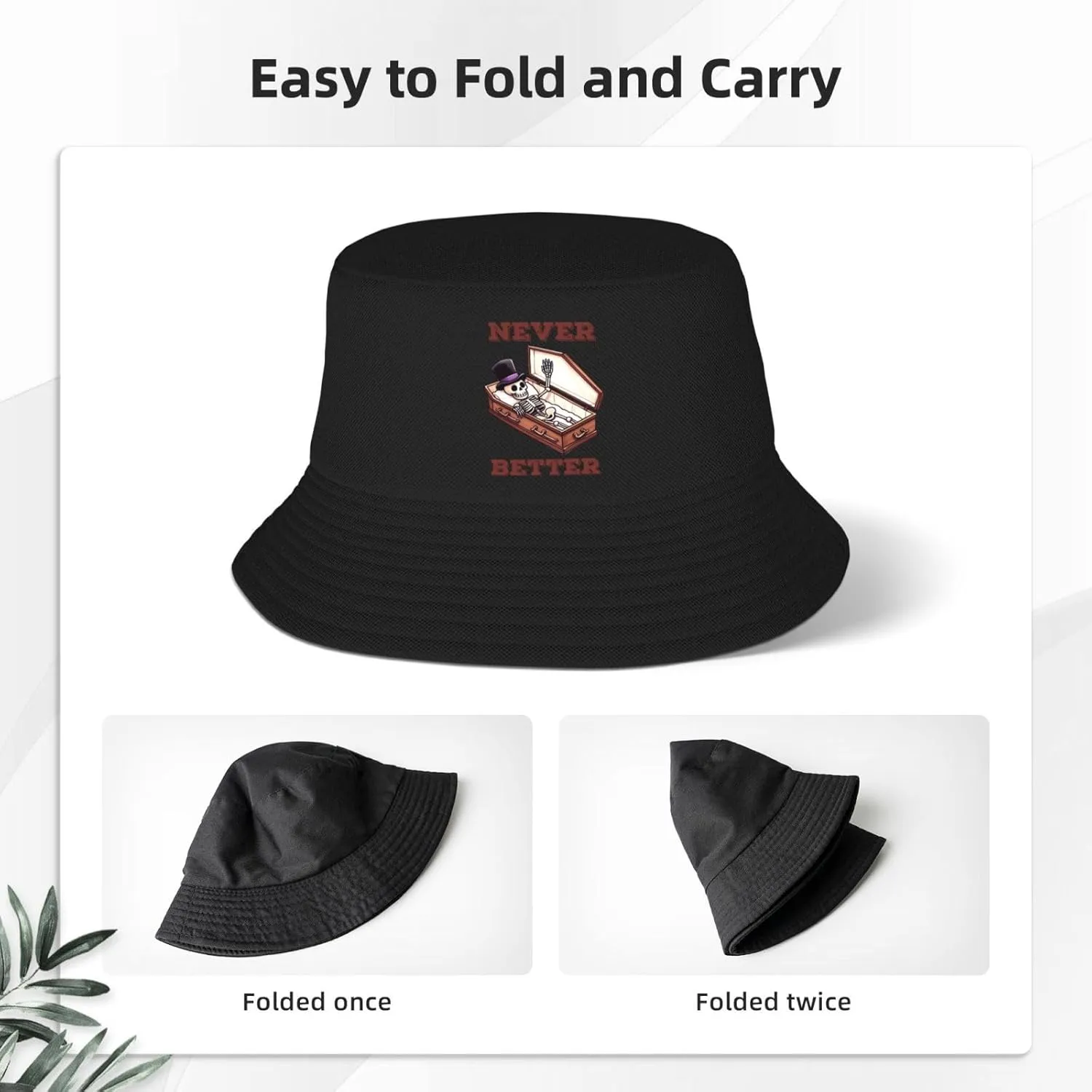 Funny Skeleton Staying Alive Sunflower Bucket Hats Fashion Sun Cap Packable Fisherman Hat for Women and Men