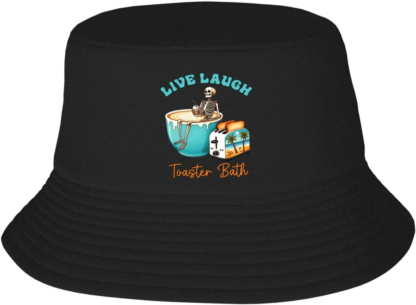 Funny Skeleton Staying Alive Sunflower Bucket Hats Fashion Sun Cap Packable Fisherman Hat for Women and Men