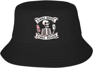 Funny Skeleton Staying Alive Sunflower Bucket Hats Fashion Sun Cap Packable Fisherman Hat for Women and Men