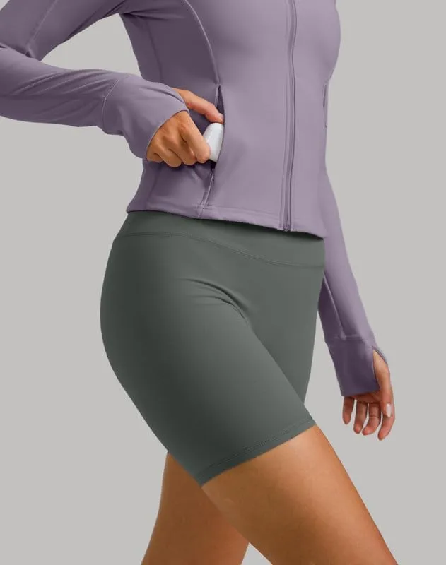 G Gradual Women's Cropped Workout Jacket Slim Fit Full Zip Athletic Running Gym Jackets for Women with Thumb Holes Pockets