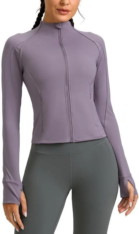 G Gradual Women's Cropped Workout Jacket Slim Fit Full Zip Athletic Running Gym Jackets for Women with Thumb Holes Pockets