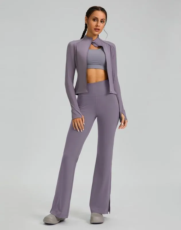 G Gradual Women's Cropped Workout Jacket Slim Fit Full Zip Athletic Running Gym Jackets for Women with Thumb Holes Pockets