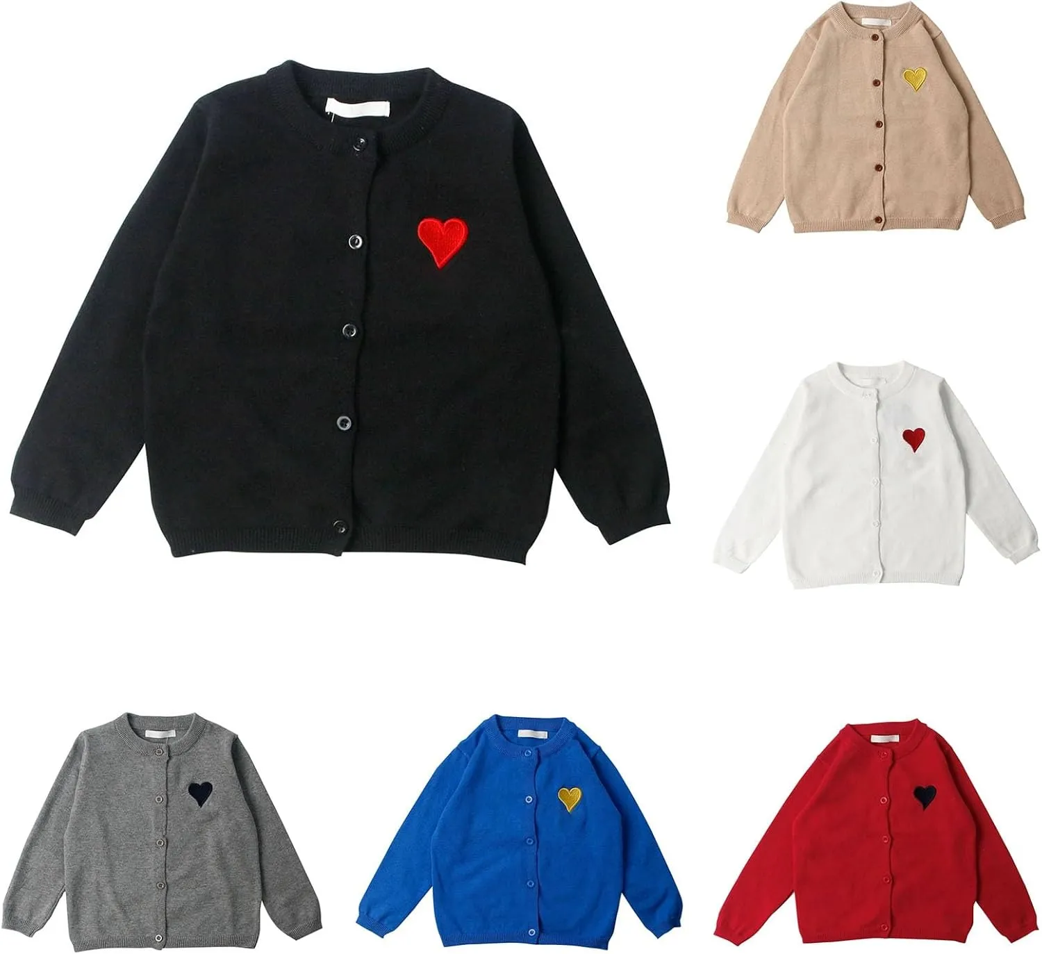 Girls Long Sleeve Knit Shirt Jacket Button Front Cardigan Shacket Cute Heart Knit Sweater for Kids Girls Trendy Jacket
