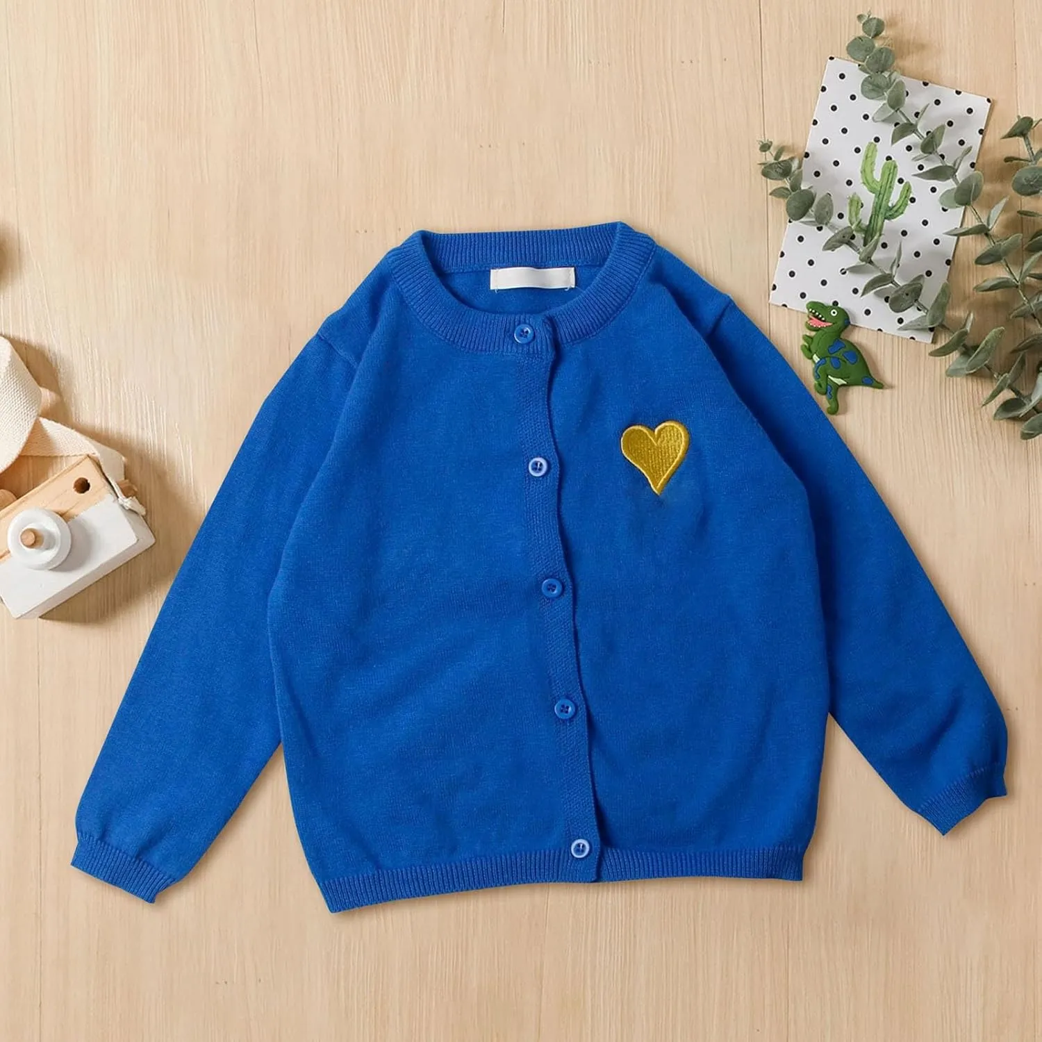 Girls Long Sleeve Knit Shirt Jacket Button Front Cardigan Shacket Cute Heart Knit Sweater for Kids Girls Trendy Jacket