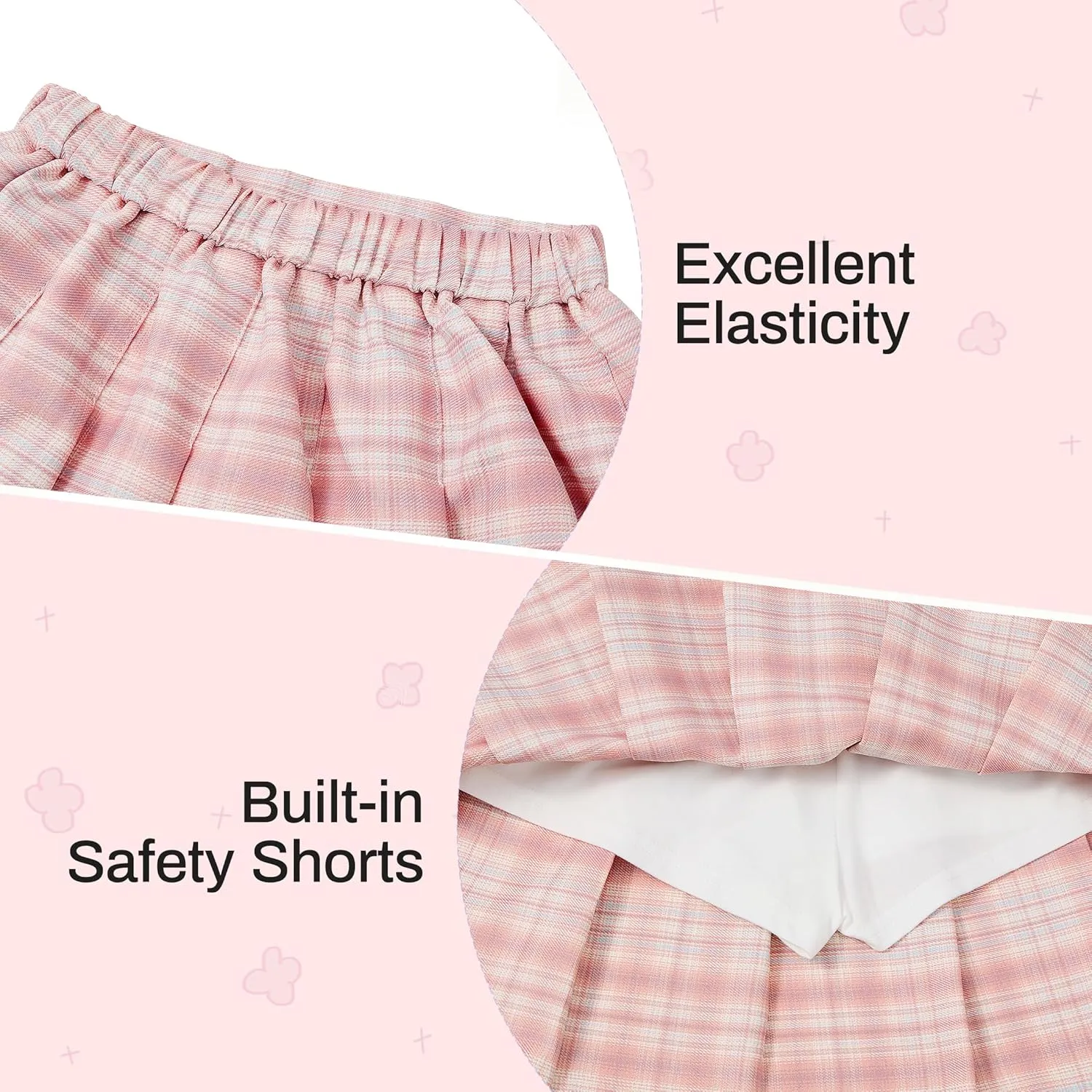 Girls Plaid Skirt Uniform Skirts for Girls Pleated Mini Skirts with Bow