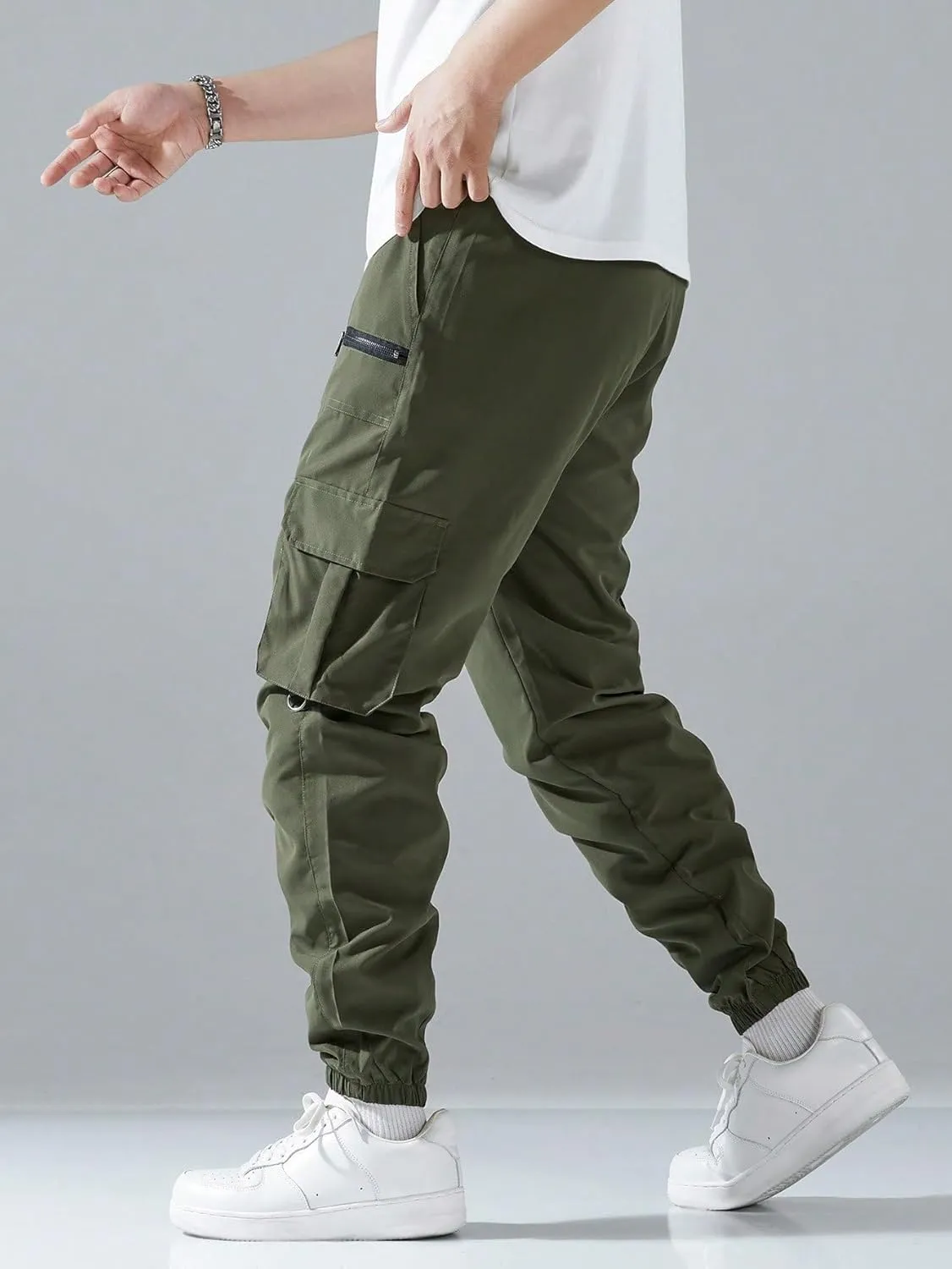 GORGLITTER Men's Cargo Joggers Streetwear Techwear Pants Workout Trousers with Multi Pockets