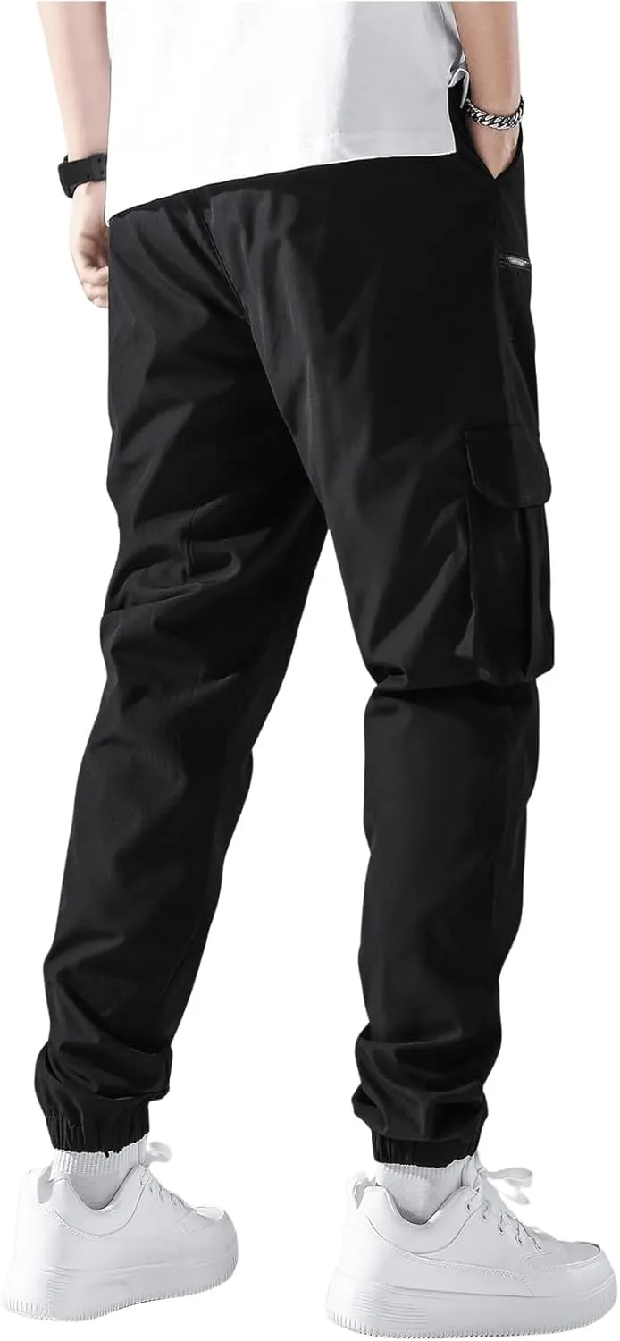 GORGLITTER Men's Cargo Joggers Streetwear Techwear Pants Workout Trousers with Multi Pockets
