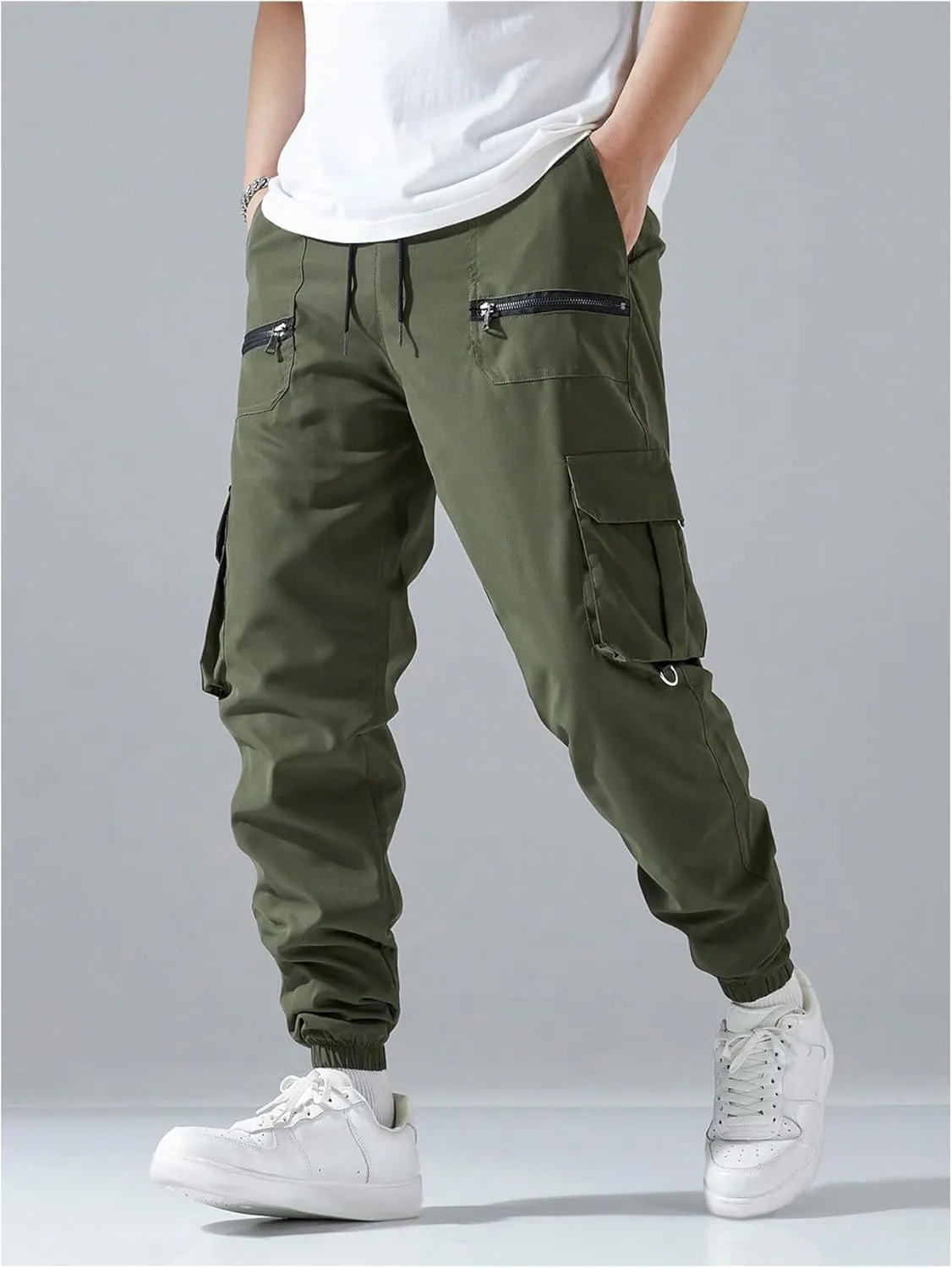 GORGLITTER Men's Cargo Joggers Streetwear Techwear Pants Workout Trousers with Multi Pockets