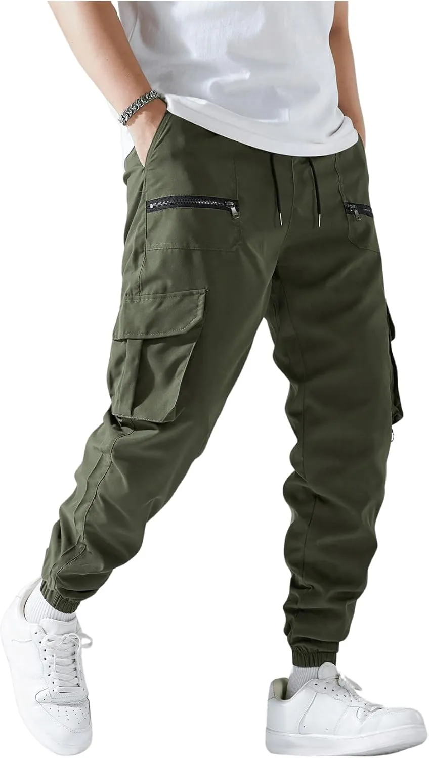 GORGLITTER Men's Cargo Joggers Streetwear Techwear Pants Workout Trousers with Multi Pockets