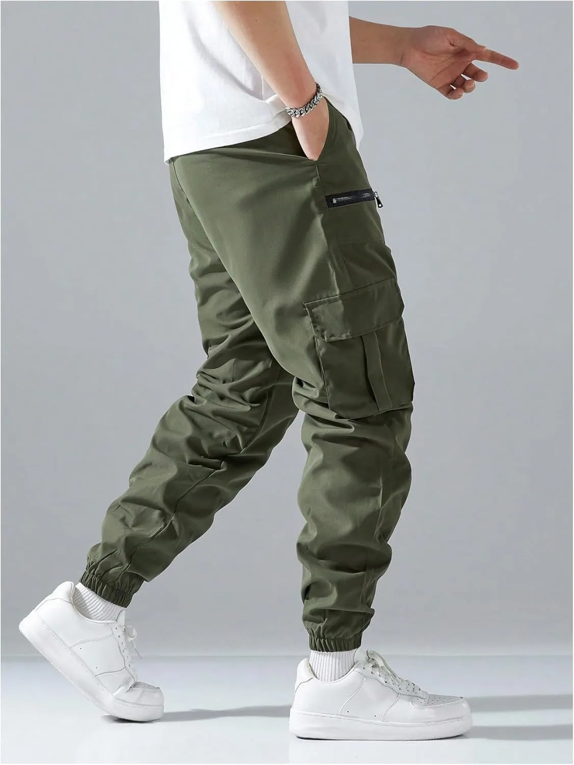 GORGLITTER Men's Cargo Joggers Streetwear Techwear Pants Workout Trousers with Multi Pockets