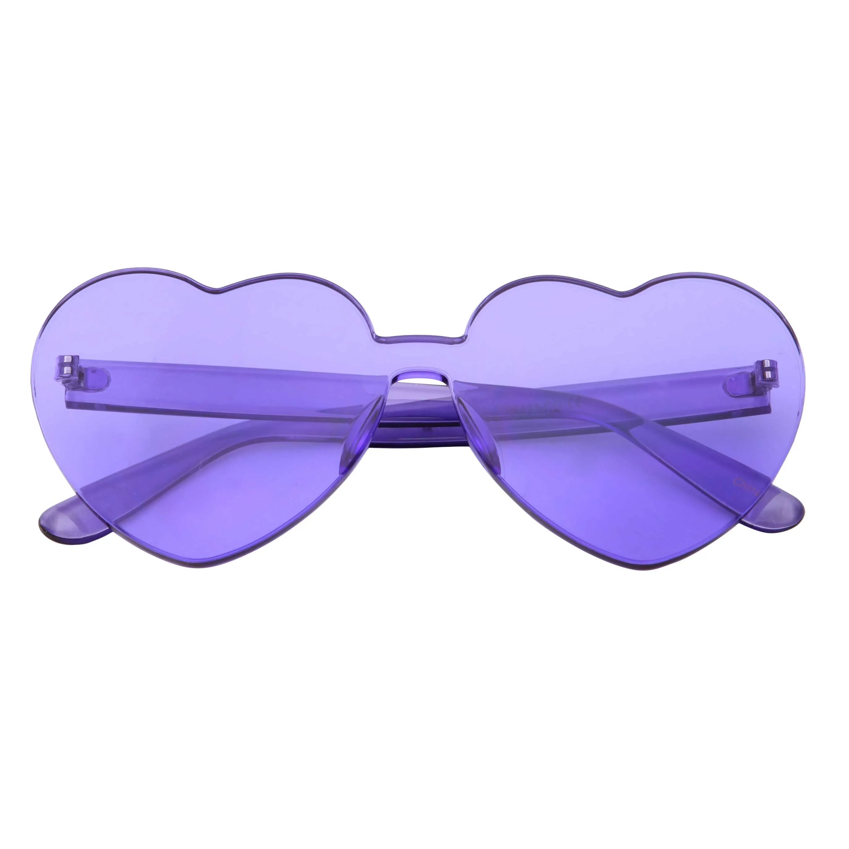 grinderPUNCH Heart Shape Rimless Sunglasses Transparent Candy Color Frameless Glasses Love Eyewear - Halloween Costume Glass