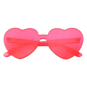 grinderPUNCH Heart Shape Rimless Sunglasses Transparent Candy Color Frameless Glasses Love Eyewear - Halloween Costume Glass