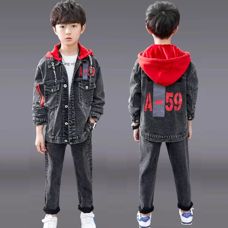 HH338 Boys Hip Hop Jacket Pants - 2Pcs/Sets -Streetwear- Dance