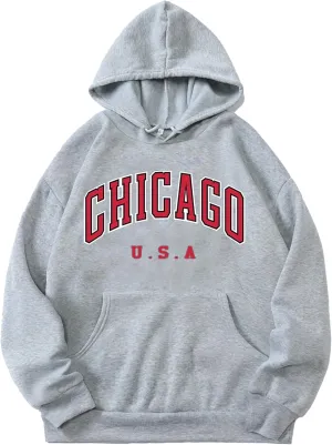 Hilinker Womens Graphic Hoodies Drawstring Long Sleeve Sweatshirt with Pocket Pullover