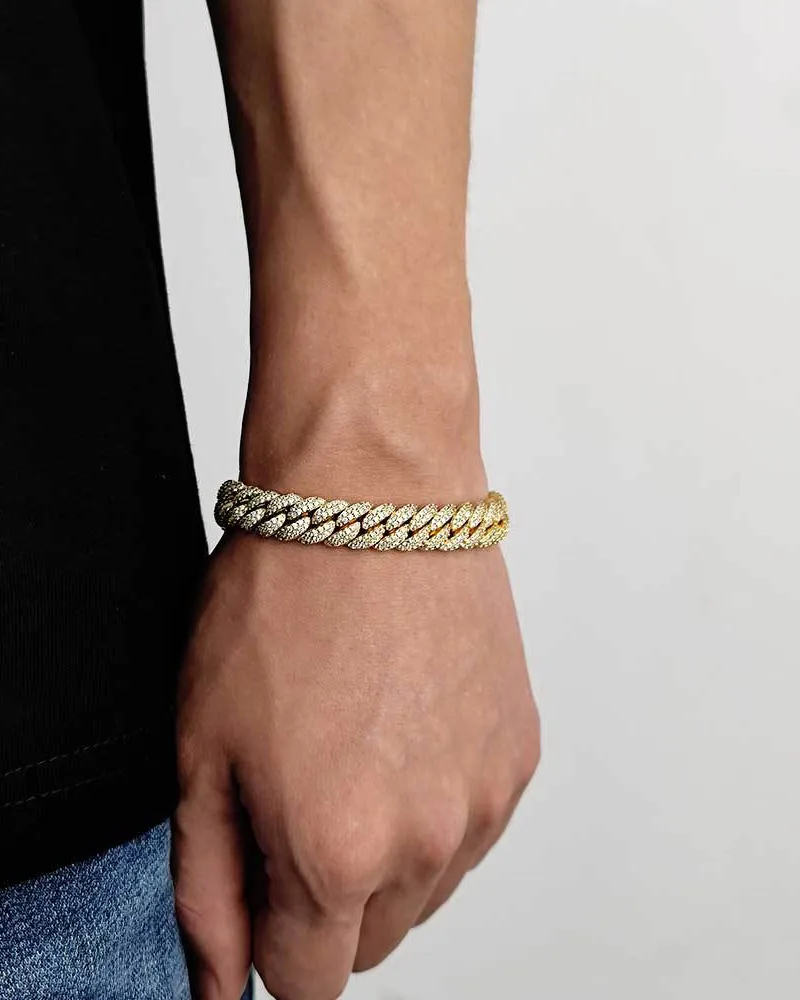 Hip Hop Stainless Steel 12mm Iced Cuban Link Bracelet