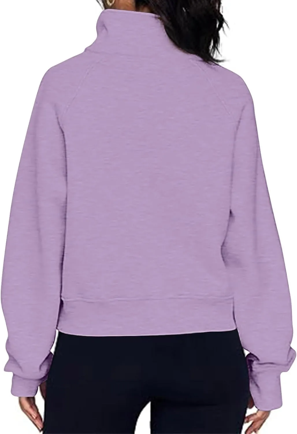 Hoodies Sweatshirts for Women 2024 Casual Long Sleeve Cropped Tops Loose Full and Half Zip up Hooded Sweatshirt with Pocket