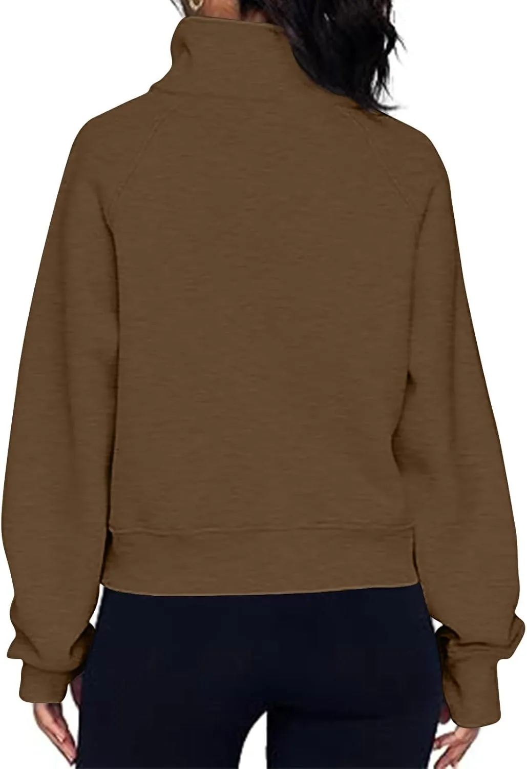 Hoodies Sweatshirts for Women 2024 Casual Long Sleeve Cropped Tops Loose Full and Half Zip up Hooded Sweatshirt with Pocket
