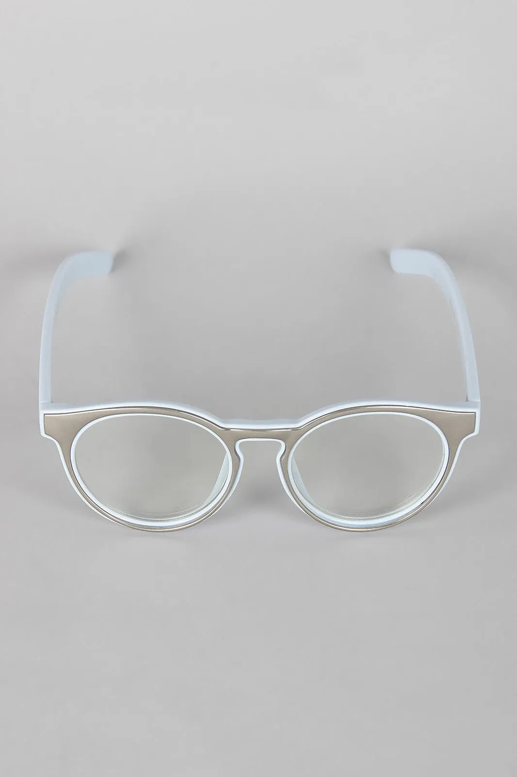 Horn Rimmed Metallic Accent Glasses