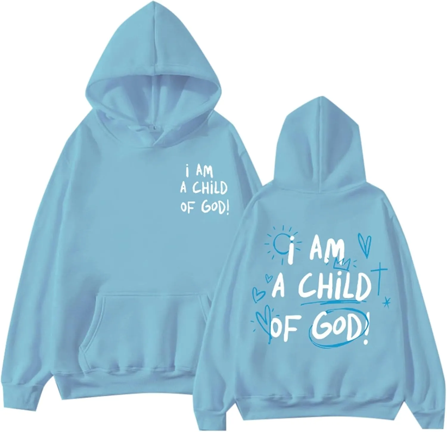 Jesus Hoodies for Women Teen Girls I AM A Child of GOD Graphic Oversized Long Sleeve Christian Sweatshirts Trendy Y2K Sweater