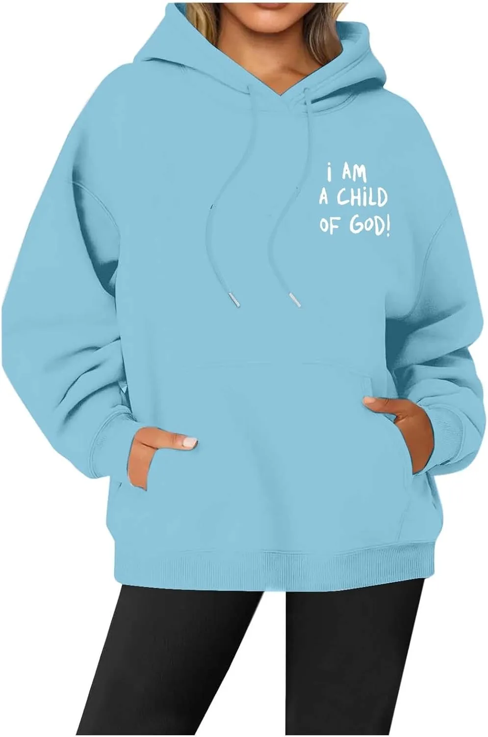 Jesus Hoodies for Women Teen Girls I AM A Child of GOD Graphic Oversized Long Sleeve Christian Sweatshirts Trendy Y2K Sweater