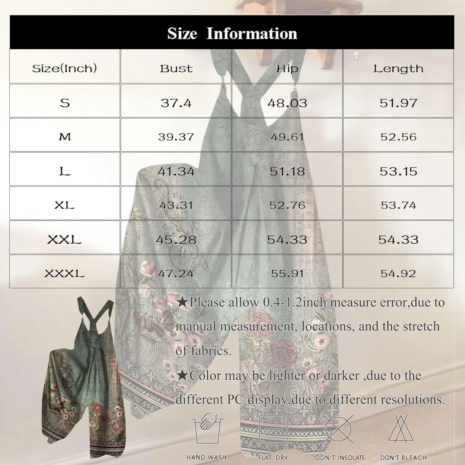 Jumpsuits for Women Casual Crewneck Sleeveless Baggy Overalls Boho Floral Prints Beach Summer Romper with Pockets