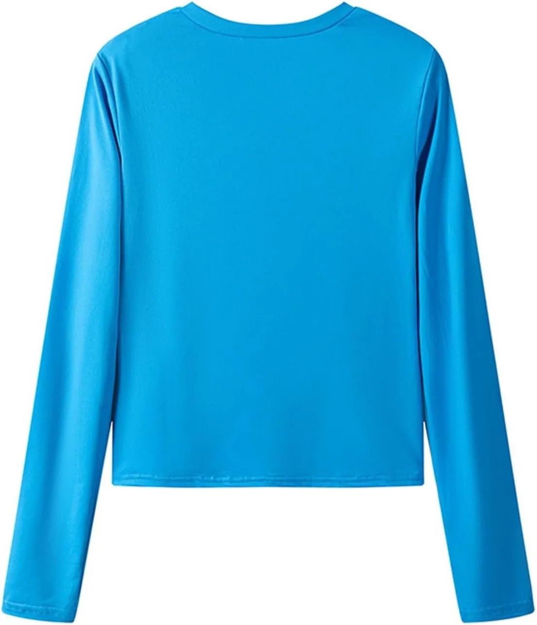 KUIOLYPOER Womens Solid Colour Crew Neck Basic Long Sleeve T Shirt Slim Fit Tees 2024 Fall Y2k Outfits Crop Tight Tops