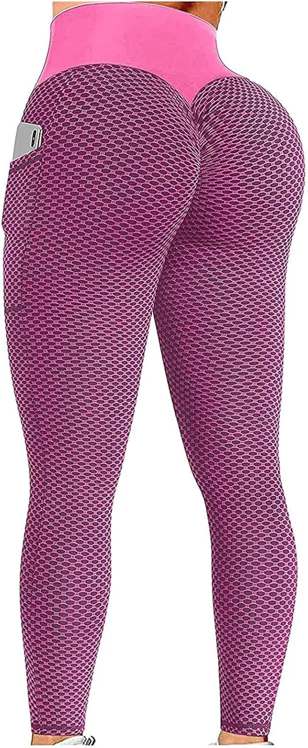 Ladmiple 2PCS Leggings for Women Butt Lift Tummy Control with Pockets Seamless High Waist Scrunch Booty Workout Gym Yoga Pant