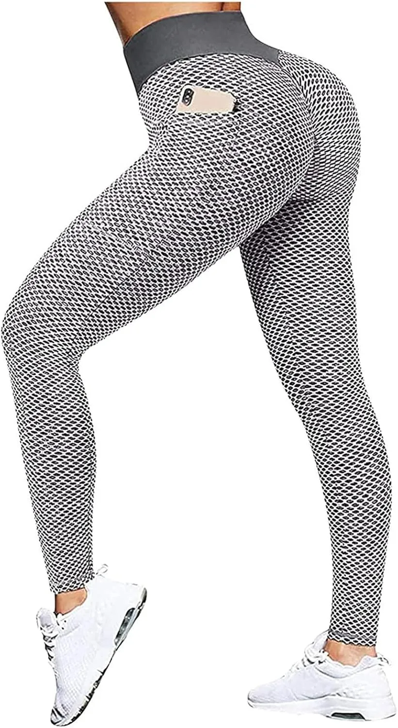 Ladmiple 2PCS Leggings for Women Butt Lift Tummy Control with Pockets Seamless High Waist Scrunch Booty Workout Gym Yoga Pant