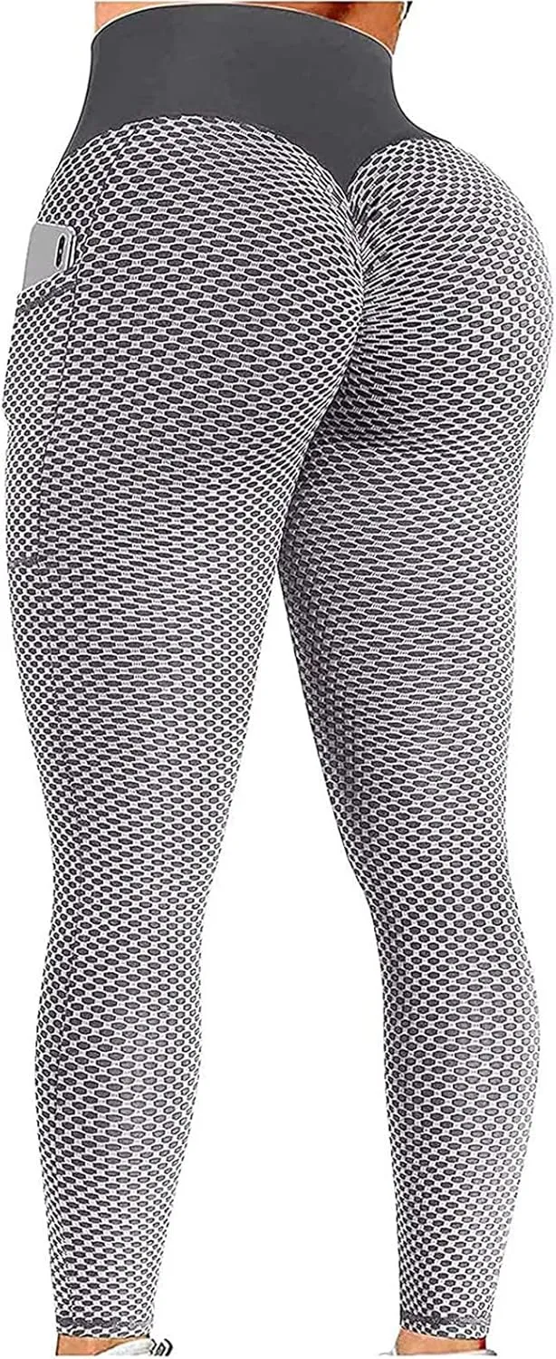 Ladmiple 2PCS Leggings for Women Butt Lift Tummy Control with Pockets Seamless High Waist Scrunch Booty Workout Gym Yoga Pant