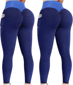 Ladmiple 2PCS Leggings for Women Butt Lift with Pockets High Waisted Tummy Control No See-Through Workout Running Yoga Pants