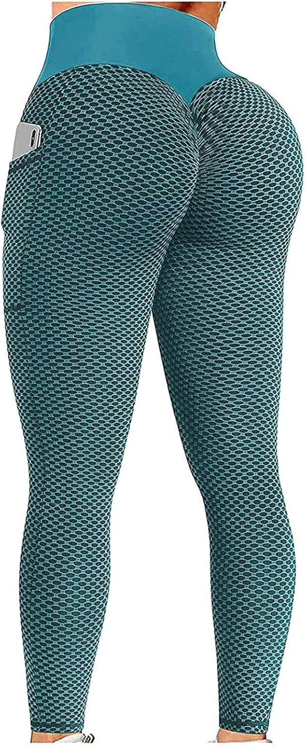 Ladmiple 2PCS Leggings for Women High Waist Tummy Control Workout Scrunch Gym Fitness Sport Active Yoga Pants with Pockets