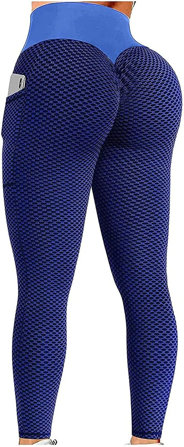 Ladmiple 2PCS Leggings for Women with Pockets Butt Lift Scrunch Booty High Waist Tummy Control Workout Yoga Pants Gym Tights