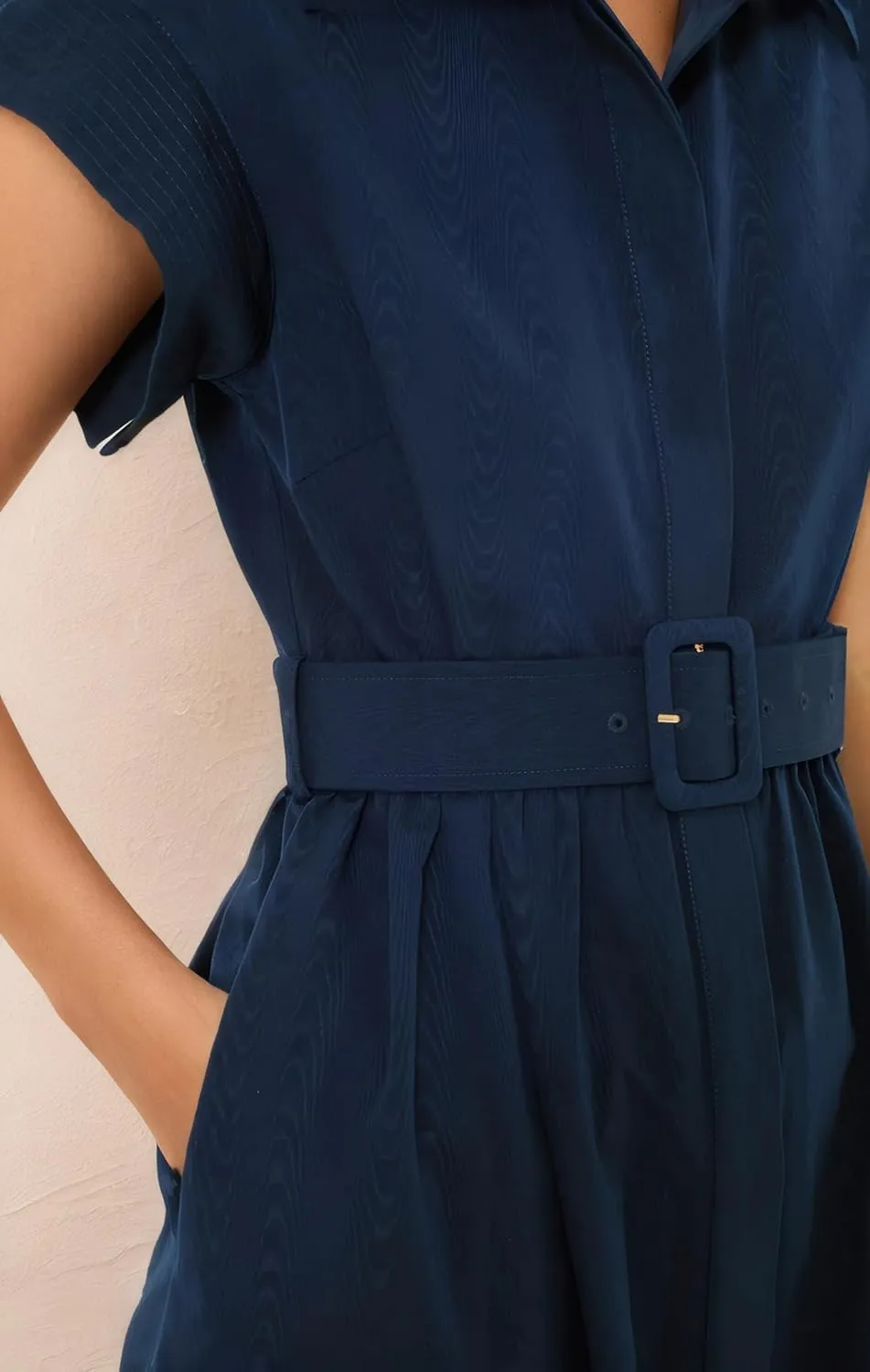 Ladyful Women Casual Button Down Shirt Dress Short Wing Sleeve Buiness Midi Shirt Dress with Belt Elegant Dress