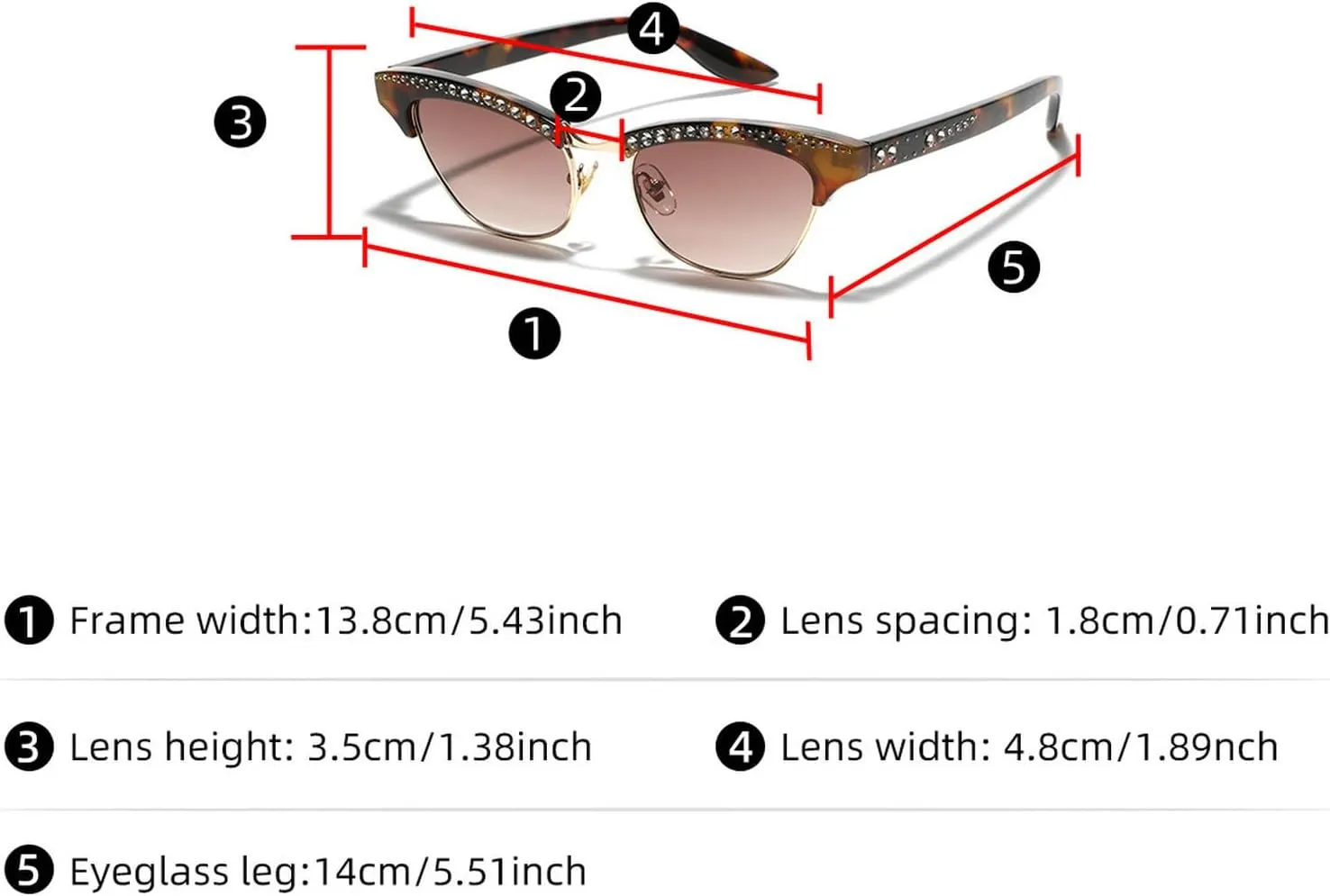 laureles Sparkling Rhinestone Cat Eye Sunglasses Women Men Vintage Leopard Bling Crystal Sun Glasses Female