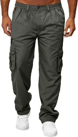 LCMTWX Black Cargo Pants Men Elastic Drawstring Cotton Pants Waist Waist Mid Casual Solid Men's Casual Black Sweatpants Men