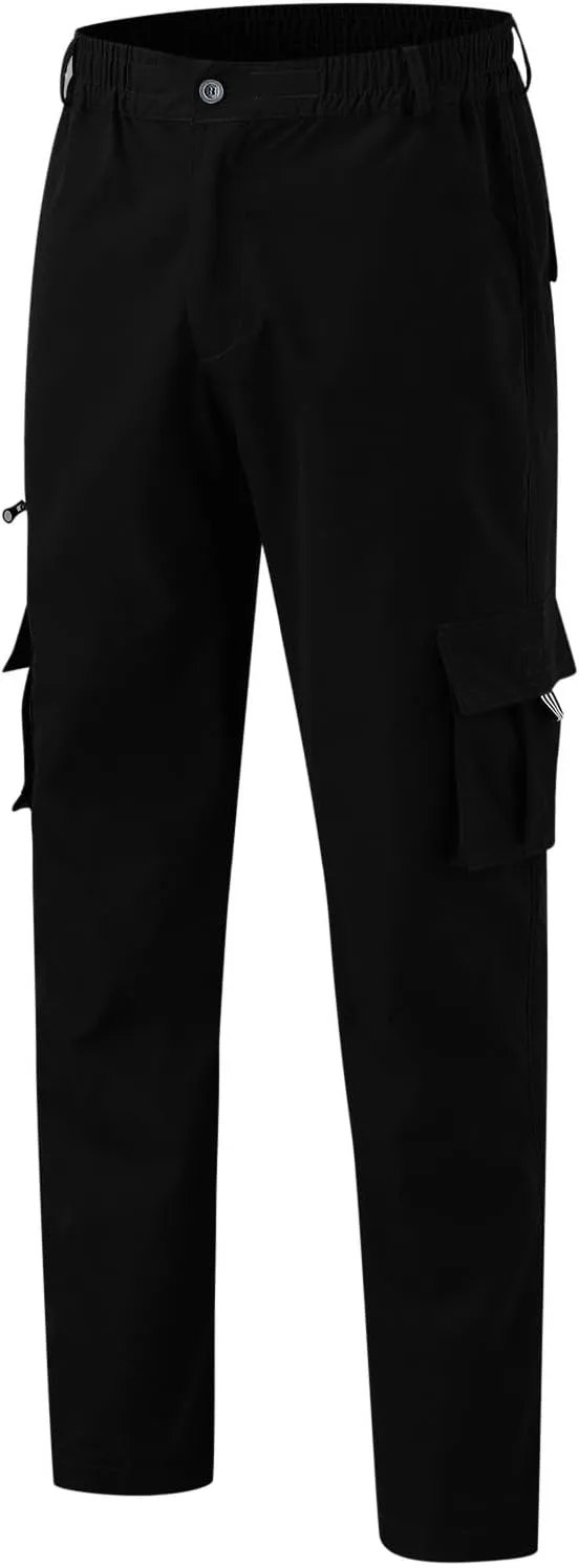 LCMTWX Black Cargo Pants Men Elastic Drawstring Cotton Pants Waist Waist Mid Casual Solid Men's Casual Black Sweatpants Men