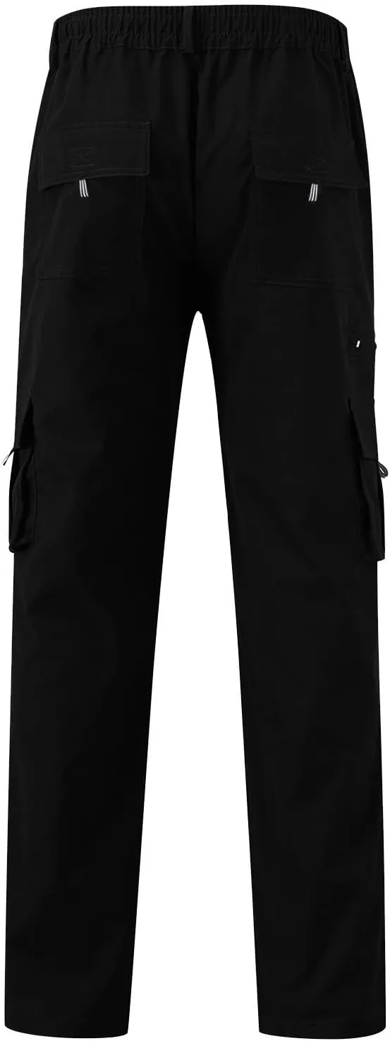 LCMTWX Black Cargo Pants Men Elastic Drawstring Cotton Pants Waist Waist Mid Casual Solid Men's Casual Black Sweatpants Men