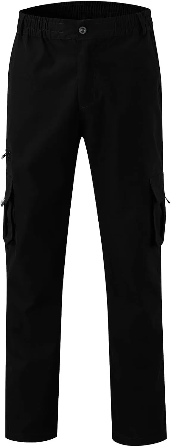 LCMTWX Black Cargo Pants Men Elastic Drawstring Cotton Pants Waist Waist Mid Casual Solid Men's Casual Black Sweatpants Men