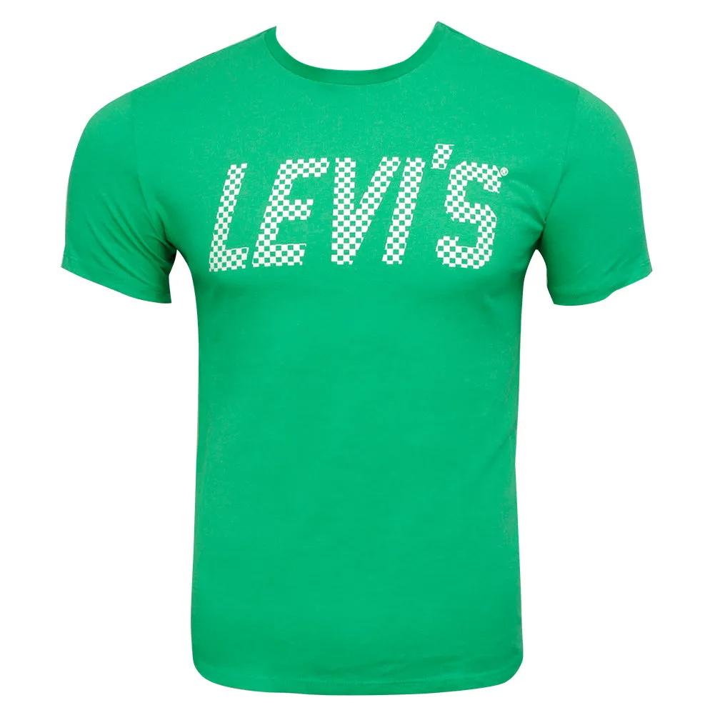 Levis Men's Short Sleeve Checkered Graphic Print Crew Neck T Shirt