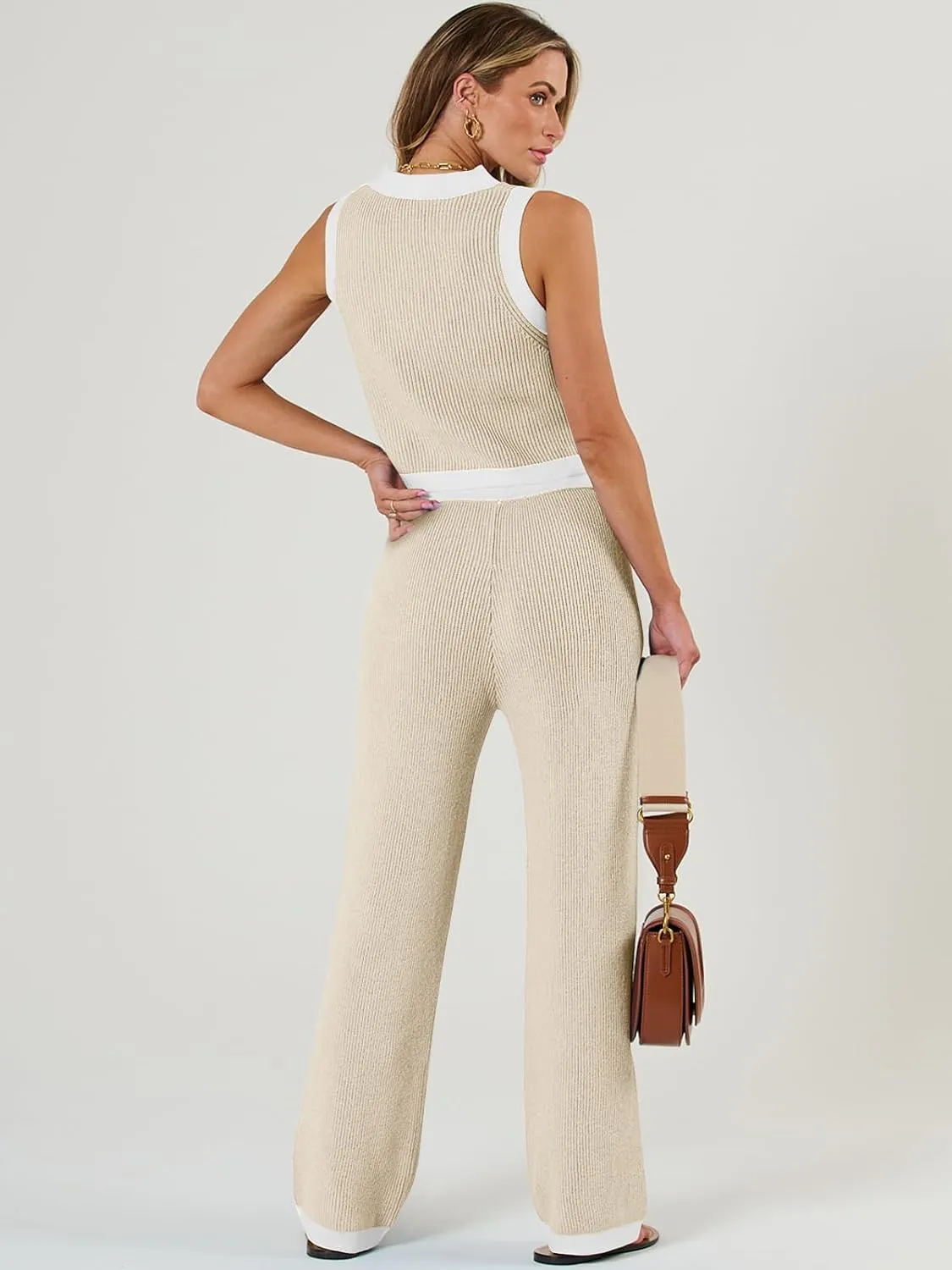 LILLUSORY 2 Piece Knit Sets Women's Summer Vest Sweatsuit Sets
