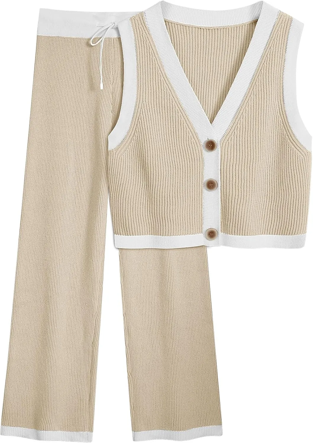 LILLUSORY 2 Piece Knit Sets Women's Summer Vest Sweatsuit Sets