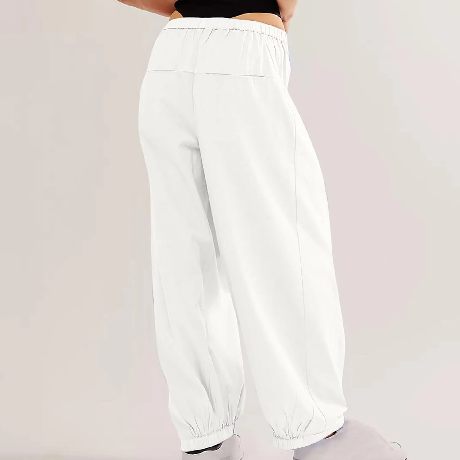 Linen Pants Womens High Waist Loose Fit Beach Pants Casual Wide Leg Pants with Pockets Summer Fashion Lounges 2025