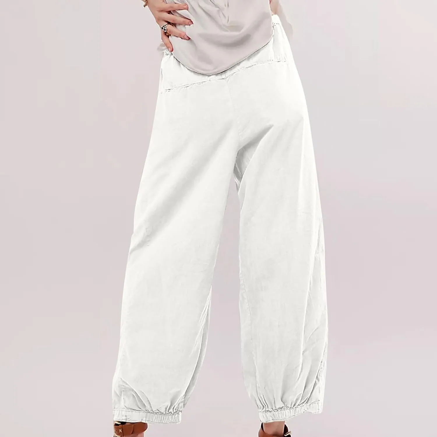 Linen Pants Womens High Waist Loose Fit Beach Pants Casual Wide Leg Pants with Pockets Summer Fashion Lounges 2025