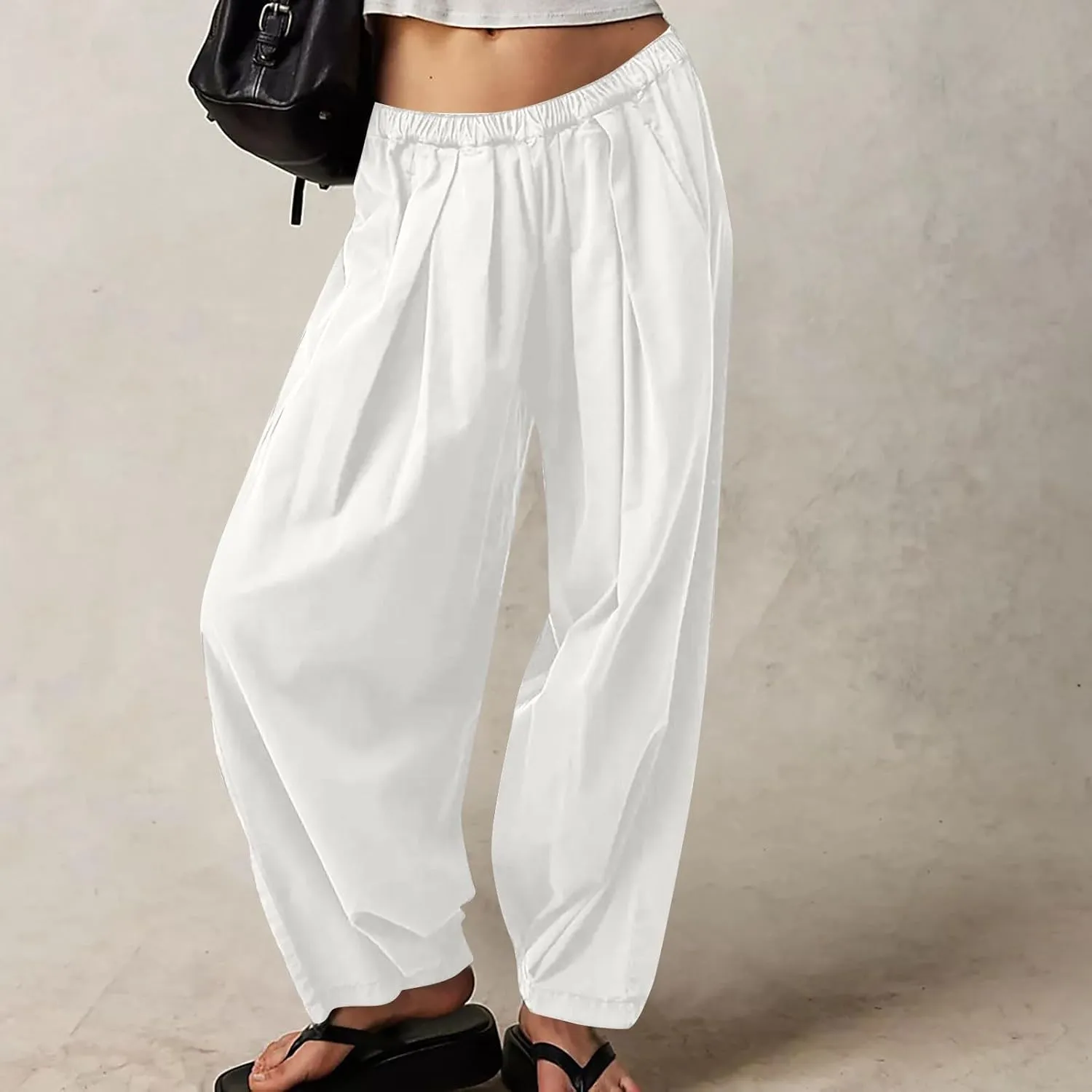 Linen Pants Womens High Waist Loose Fit Beach Pants Casual Wide Leg Pants with Pockets Summer Fashion Lounges 2025