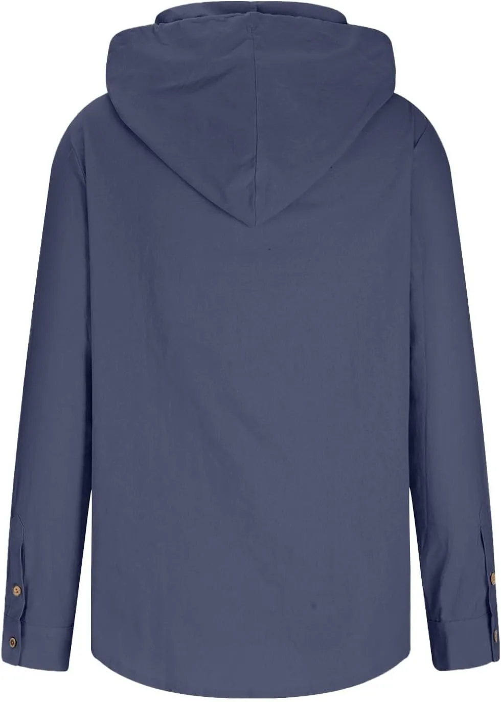 Linen Shirts for Men Casual Button Shirts Summer Cotton Linen Drawstring Hoodie Beach Long Sleeve Shirts Top with Hood