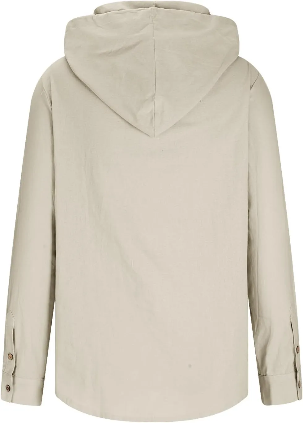 Linen Shirts for Men Casual Button Shirts Summer Cotton Linen Drawstring Hoodie Beach Long Sleeve Shirts Top with Hood