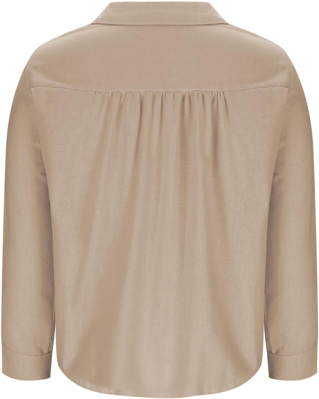 Linen Shirts for Women Summer Cotton Linen V Neck Long Sleeve Tops Oversized Blouse Loose Vacation Beach Solid Coverup